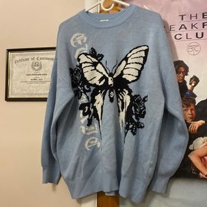 Light Blue Butterfly baggy sweater